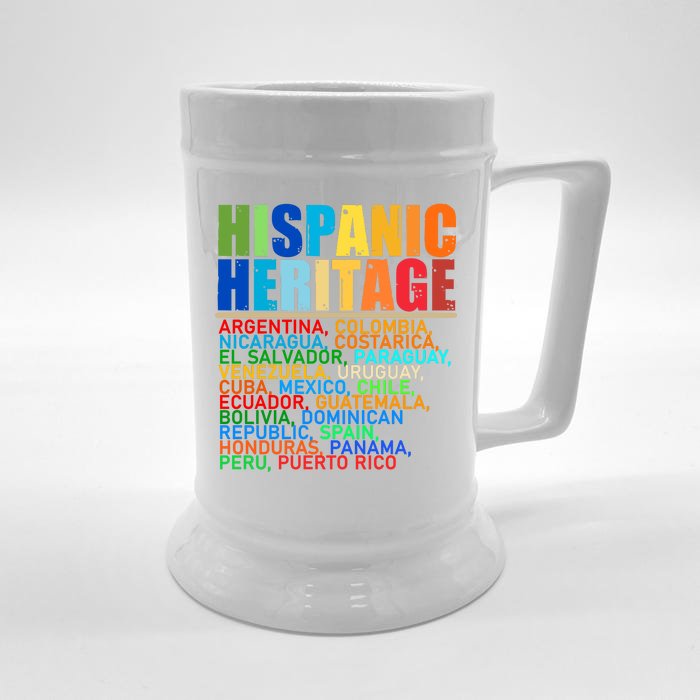 Hispanic Heritage Month National Latino Countries Names Front & Back Beer Stein