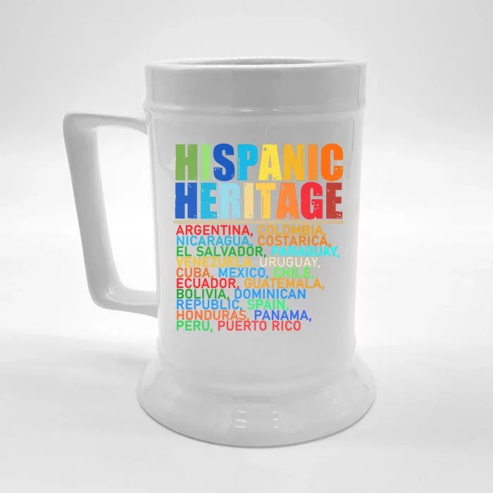 Hispanic Heritage Month National Latino Countries Names Front & Back Beer Stein