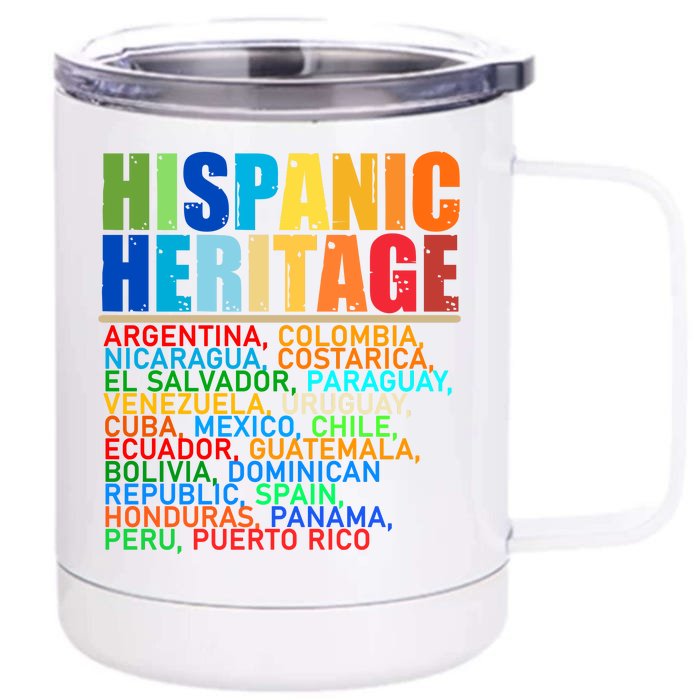 Hispanic Heritage Month National Latino Countries Names Front & Back 12oz Stainless Steel Tumbler Cup