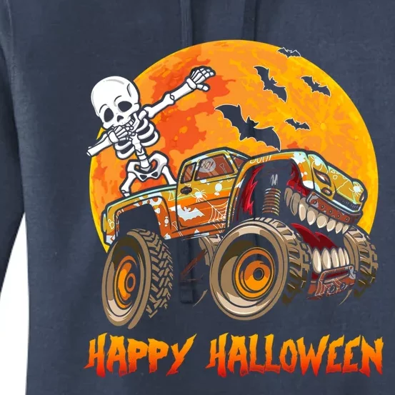 Happy Halloween Monster Truck Dabbing Skeleton Costume Cute Gift Women's Pullover Hoodie