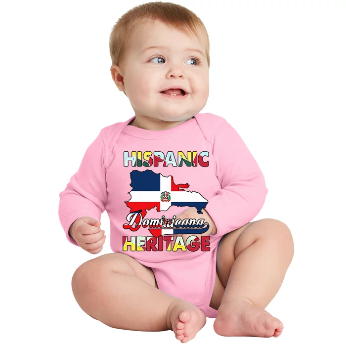 Hispanic Heritage Month Dominican Republic Flag Dominicana Baby Long Sleeve Bodysuit