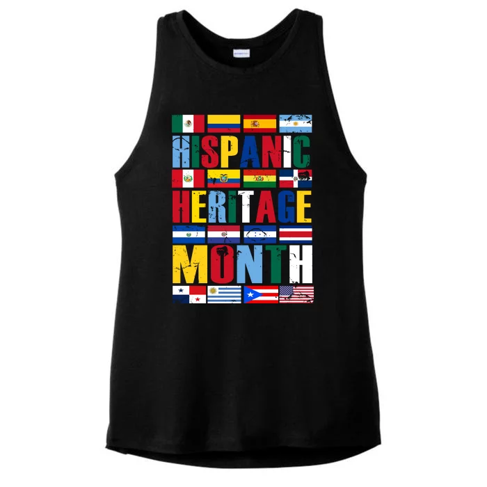 Hispanic Heritage Month Country Flags Ladies Tri-Blend Wicking Tank