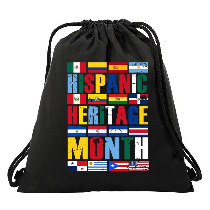 Hispanic Heritage Month Country Flags Drawstring Bag