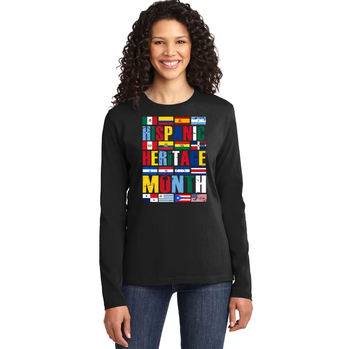 Hispanic Heritage Month Country Flags Ladies Long Sleeve Shirt