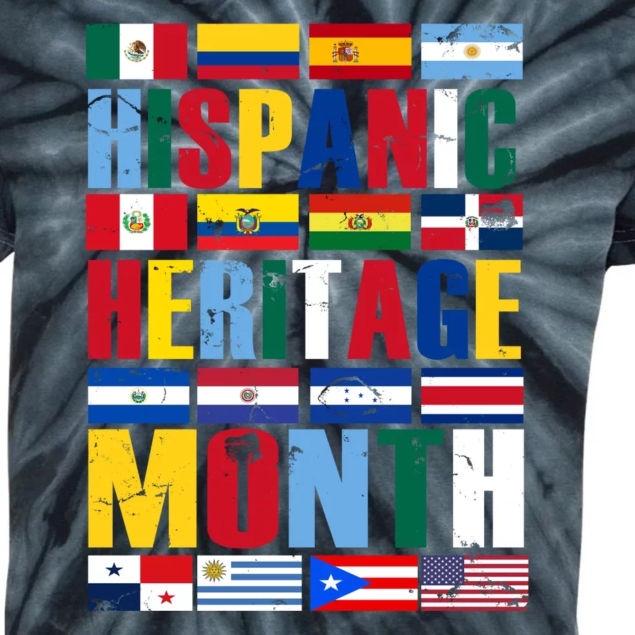 Hispanic Heritage Month Country Flags Kids Tie-Dye T-Shirt