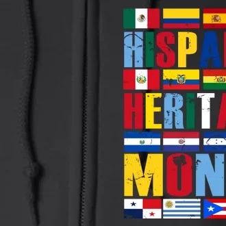 Hispanic Heritage Month Country Flags Full Zip Hoodie