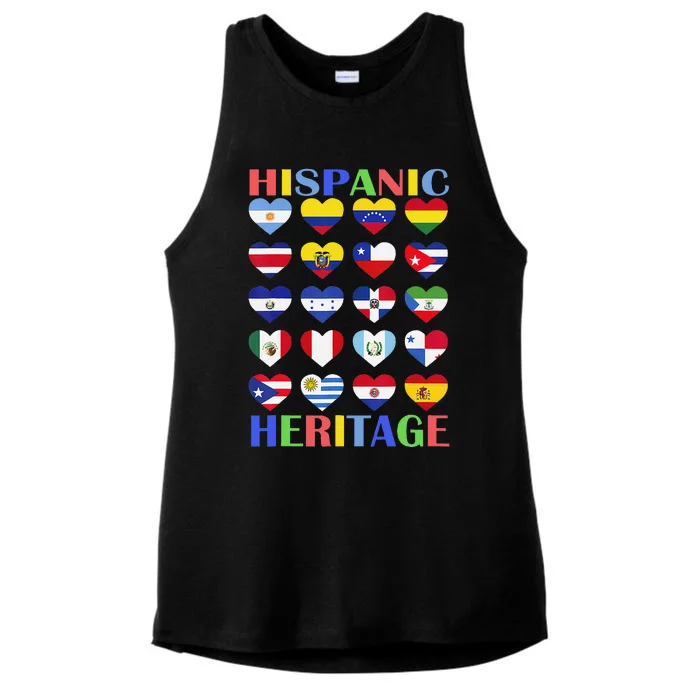 Hispanic Heritage Month Spanish Speaking Countries Flags Ladies Tri-Blend Wicking Tank