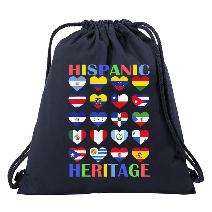 Hispanic Heritage Month Spanish Speaking Countries Flags Drawstring Bag