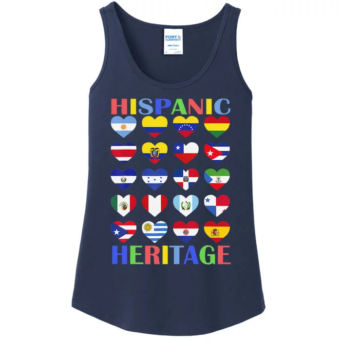 Hispanic Heritage Month Spanish Speaking Countries Flags Ladies Essential Tank