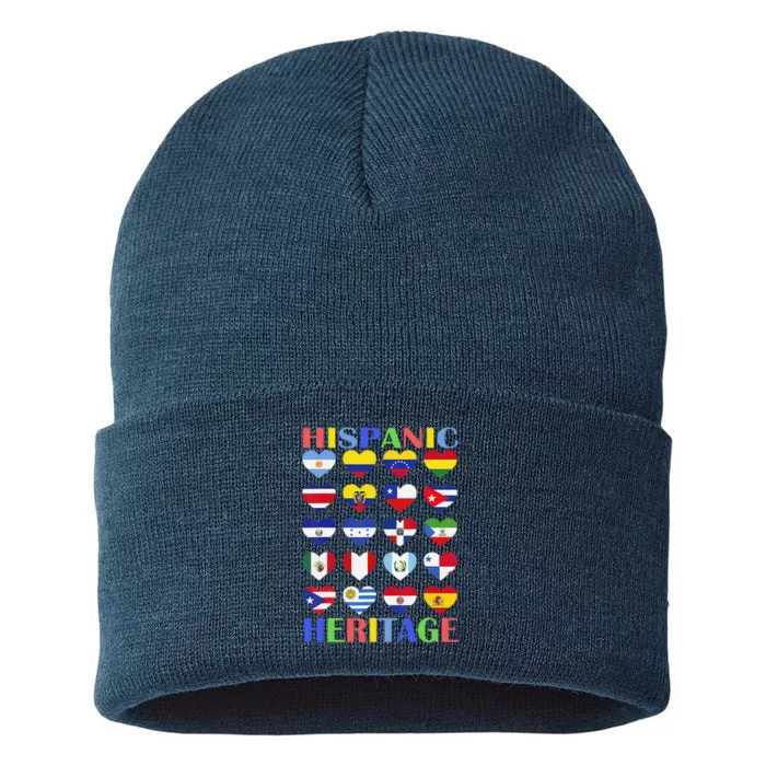 Hispanic Heritage Month Spanish Speaking Countries Flags Sustainable Knit Beanie