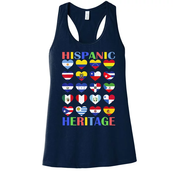 Hispanic Heritage Month Spanish Speaking Countries Flags Women's Racerback Tank