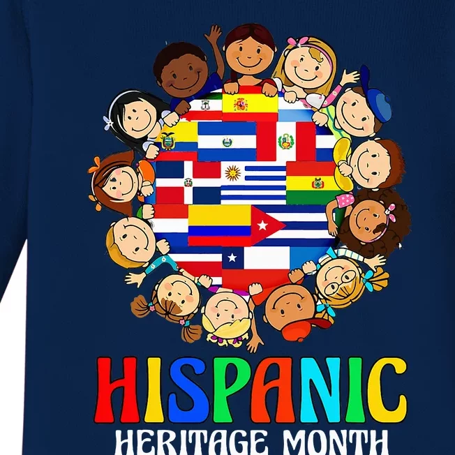 Hispanic Heritage Month Latino Countries Flags Baby Long Sleeve Bodysuit