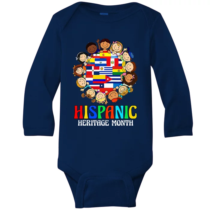 Hispanic Heritage Month Latino Countries Flags Baby Long Sleeve Bodysuit