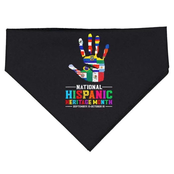 Hispanic Heritage Month All Latino Countries Flag Hand USA-Made Doggie Bandana