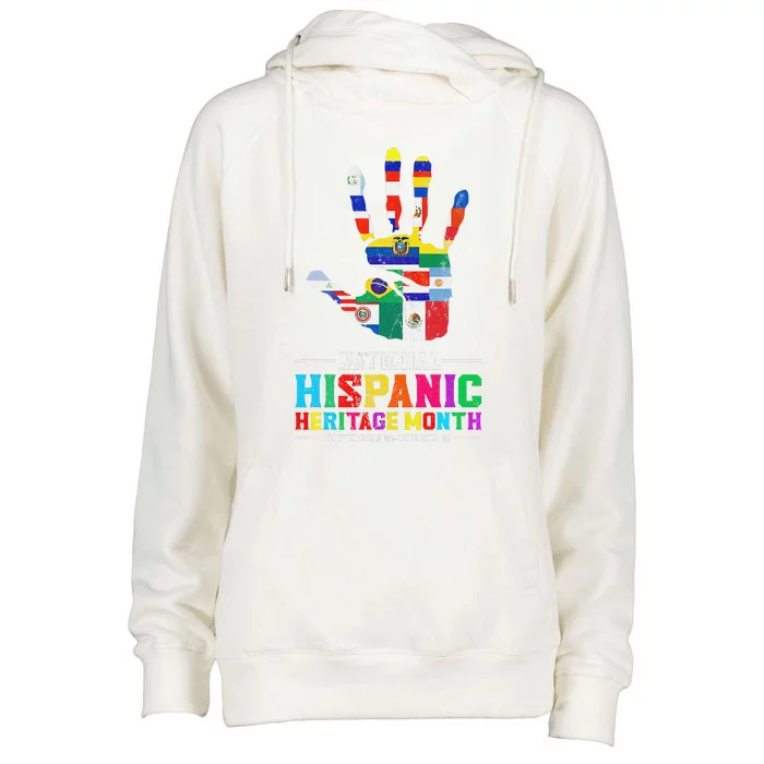 Hispanic Heritage Month All Latino Countries Flag Hand Womens Funnel Neck Pullover Hood