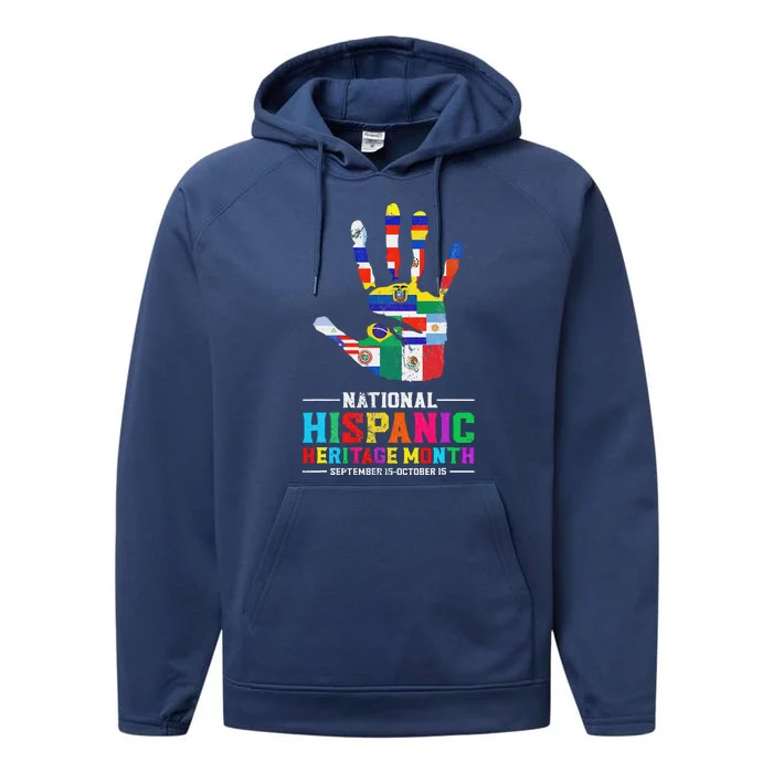 Hispanic Heritage Month All Latino Countries Flag Hand Performance Fleece Hoodie