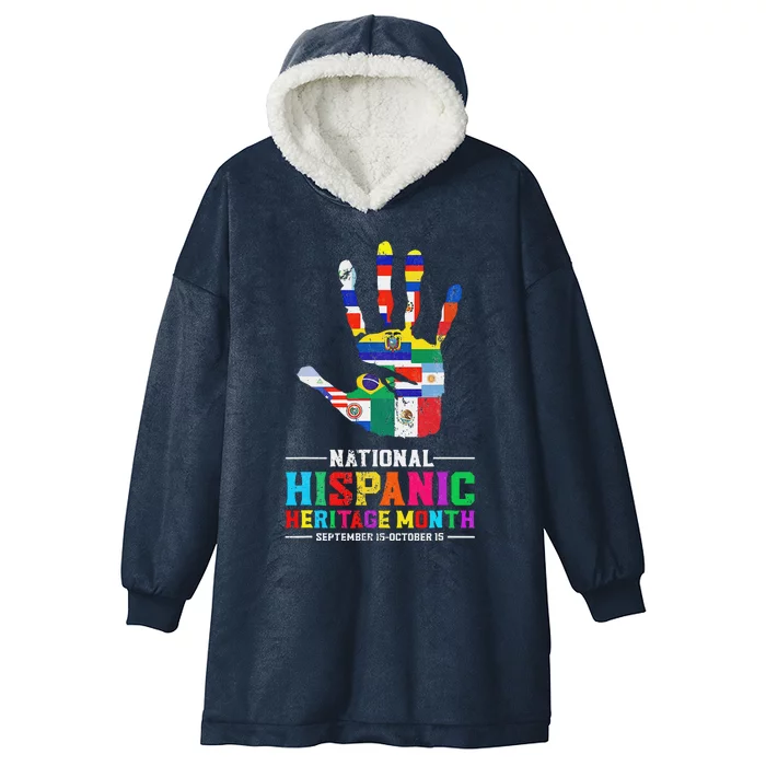 Hispanic Heritage Month All Latino Countries Flag Hand Hooded Wearable Blanket