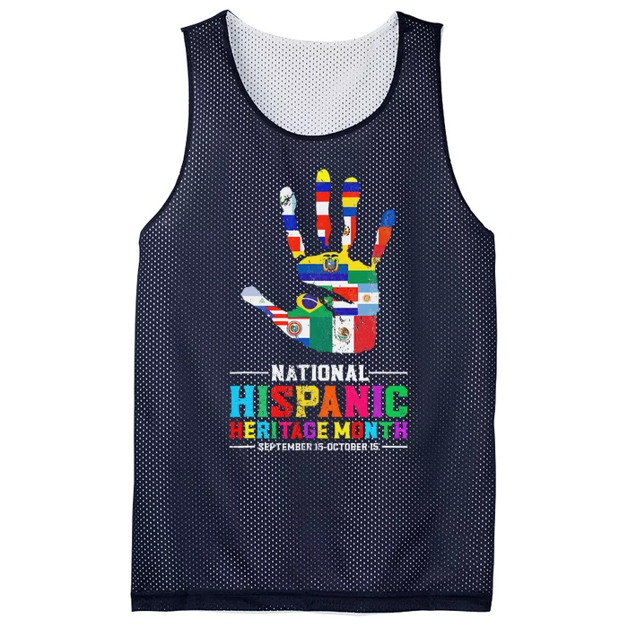 Hispanic Heritage Month All Latino Countries Flag Hand Mesh Reversible Basketball Jersey Tank