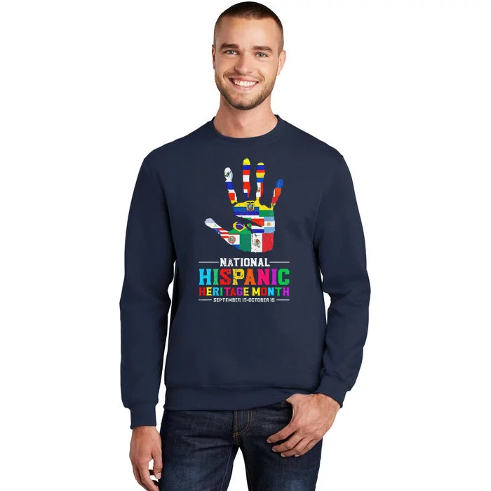 Hispanic Heritage Month All Latino Countries Flag Hand Tall Sweatshirt