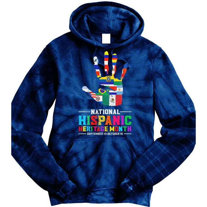 Hispanic Heritage Month All Latino Countries Flag Hand Tie Dye Hoodie