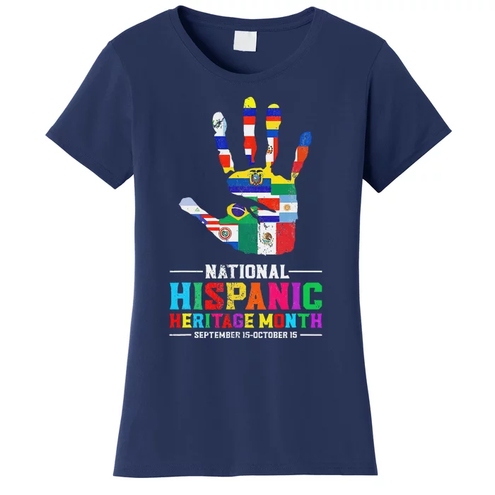 Hispanic Heritage Month All Latino Countries Flag Hand Women's T-Shirt