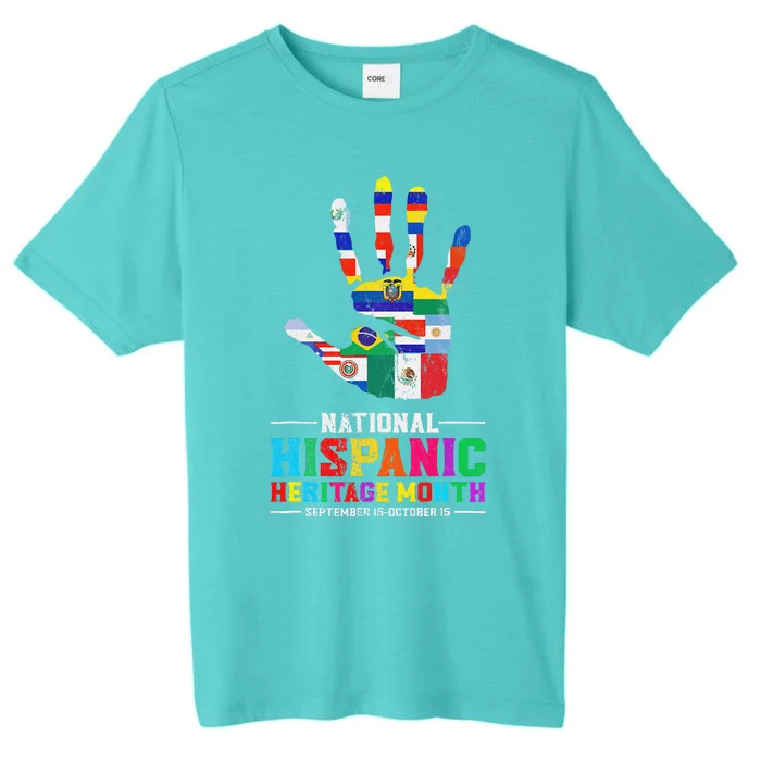 Hispanic Heritage Month All Latino Countries Flag Hand ChromaSoft Performance T-Shirt