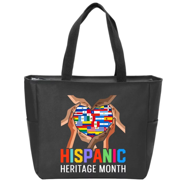 Hispanic Heritage Month All Countries Heart Hands Zip Tote Bag