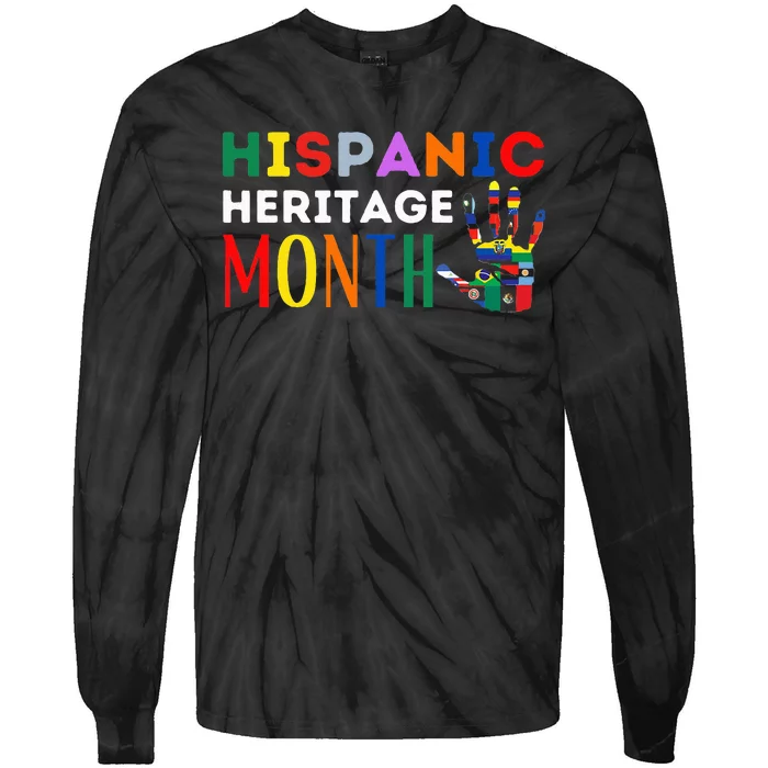 Hispanic Heritage Month Hand Flags Proud Tie-Dye Long Sleeve Shirt