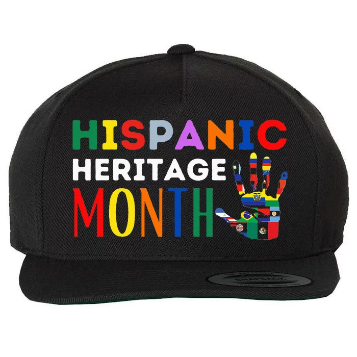 Hispanic Heritage Month Hand Flags Proud Wool Snapback Cap