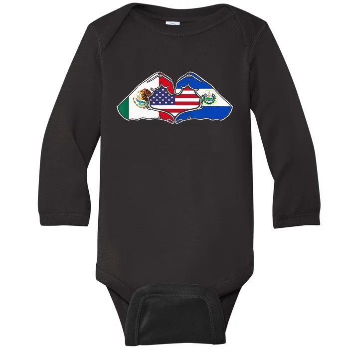 Heart Hands Mexico El Salvador And The USA. Baby Long Sleeve Bodysuit