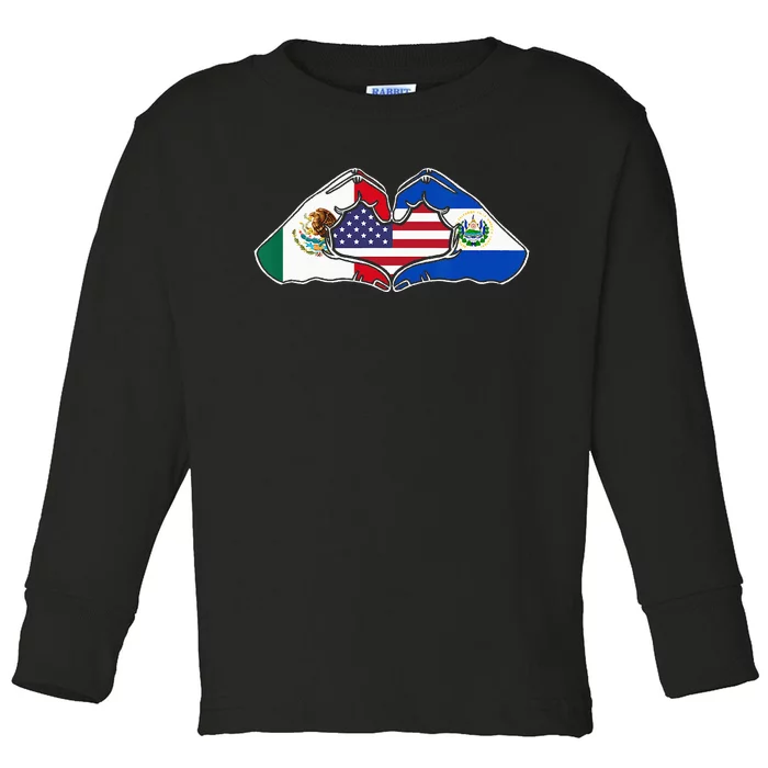 Heart Hands Mexico El Salvador And The USA. Toddler Long Sleeve Shirt