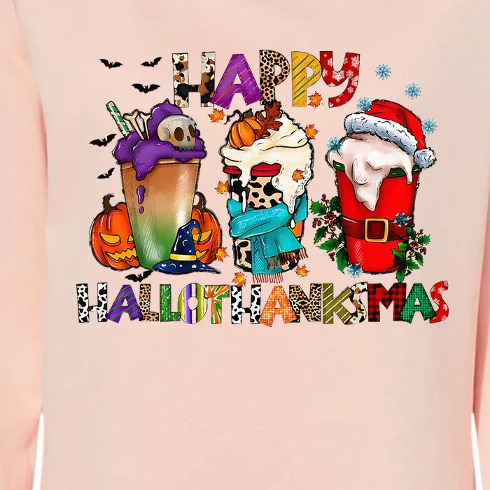 Happy Hallothanksmas Merry Christmas Thanksgiving Halloween Womens California Wash Sweatshirt