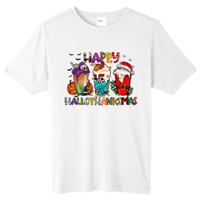 Happy Hallothanksmas Merry Christmas Thanksgiving Halloween ChromaSoft Performance T-Shirt