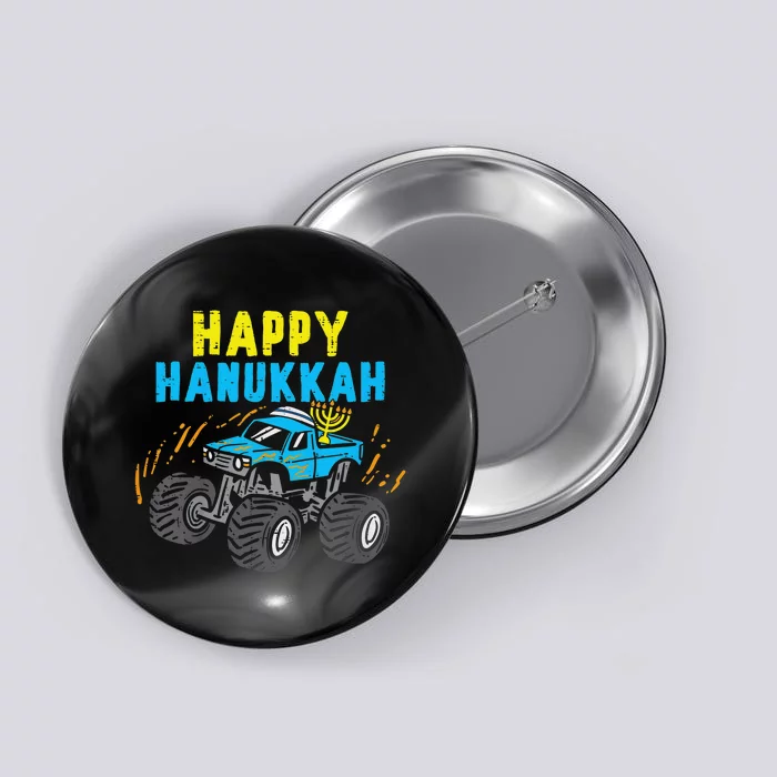 Happy Hanukkah Monster Truck Jew Funny Button