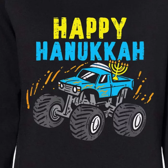 Happy Hanukkah Monster Truck Jew Funny Womens California Wash Sweatshirt