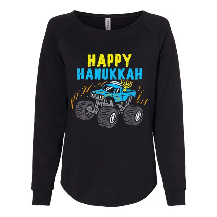 Happy Hanukkah Monster Truck Jew Funny Womens California Wash Sweatshirt