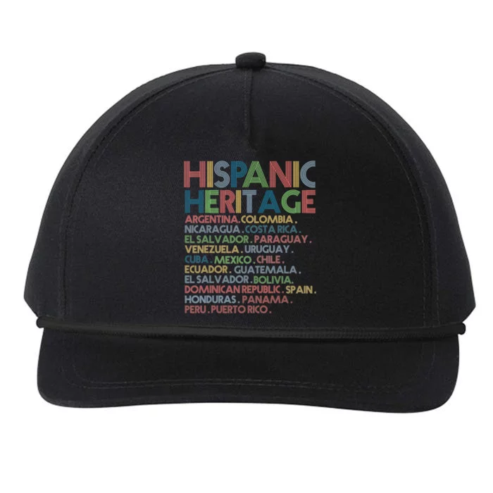 Hispanic Heritage Month Latino All Countries Names Gift Snapback Five-Panel Rope Hat