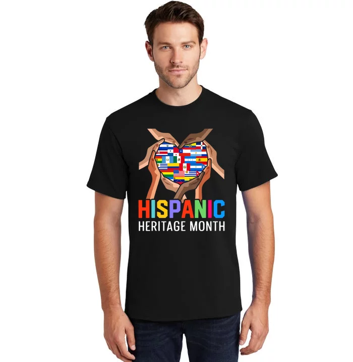 Hispanic Heritage Month All Countries Heart Hands Tall T-Shirt