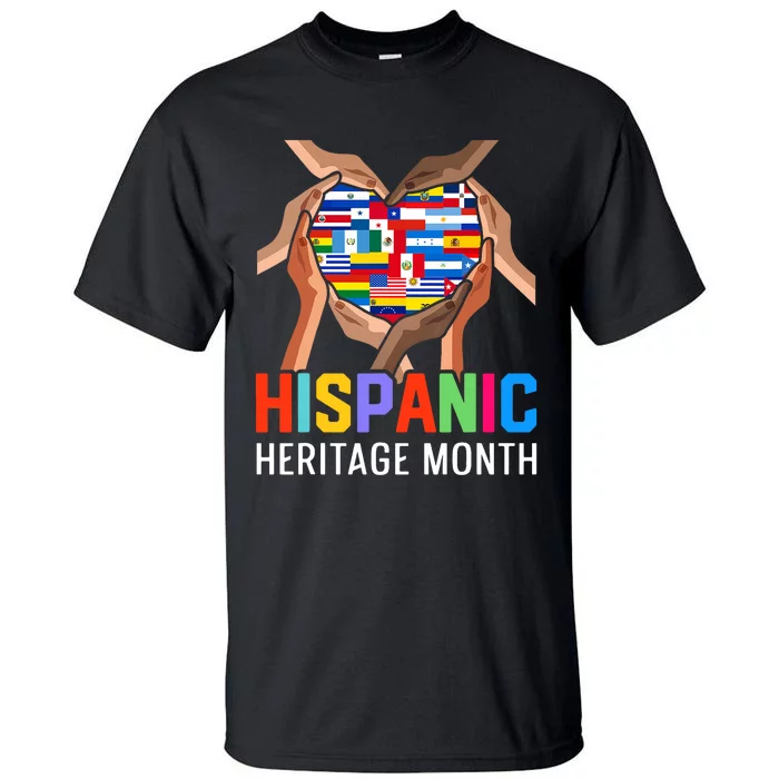 Hispanic Heritage Month All Countries Heart Hands Tall T-Shirt