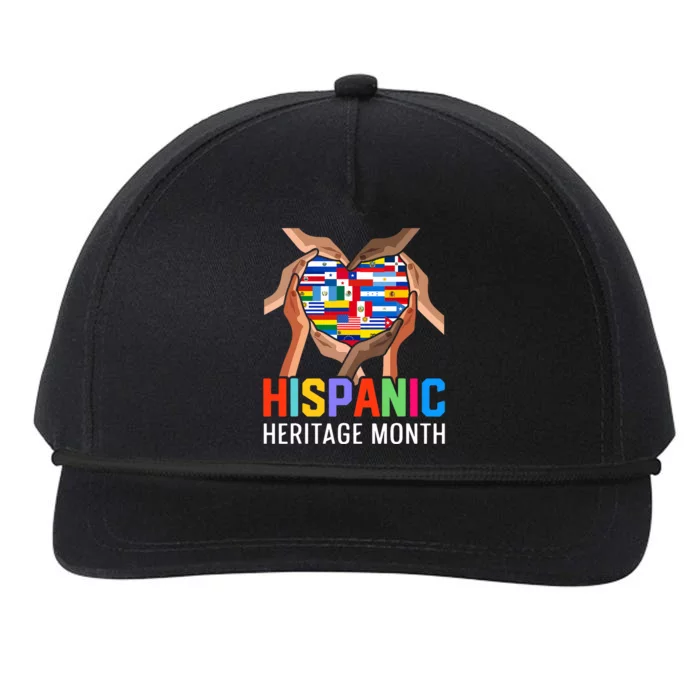 Hispanic Heritage Month All Countries Heart Hands Snapback Five-Panel Rope Hat