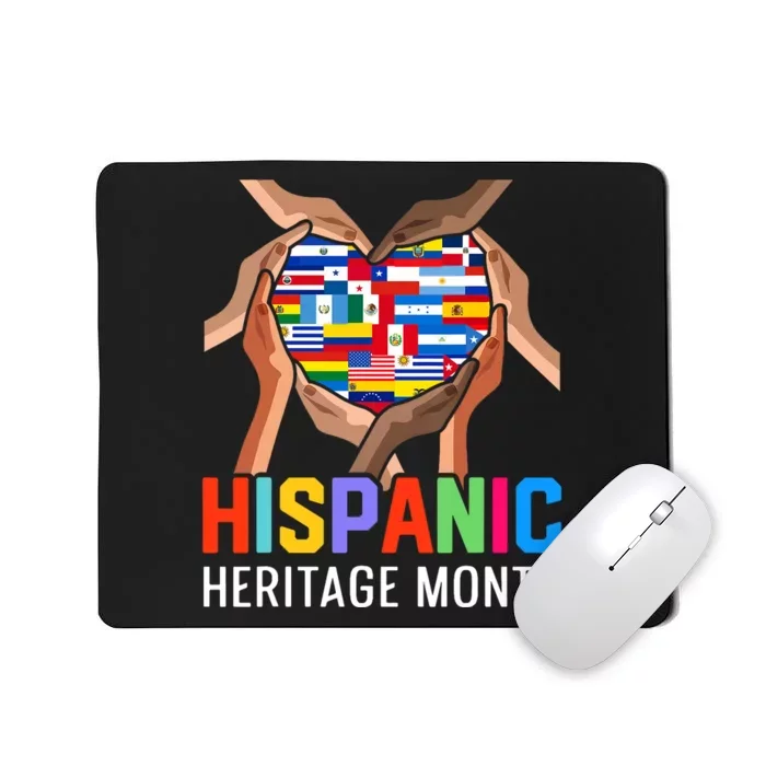 Hispanic Heritage Month All Countries Heart Hands Mousepad