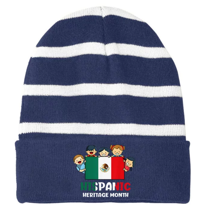 Hispanic Heritage Month Mexico Striped Beanie with Solid Band