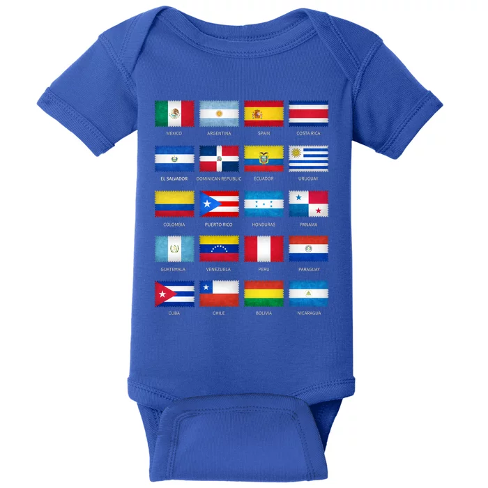 Hispanic Heritage Month Latino All Countries Flags Cool Gift Baby Bodysuit