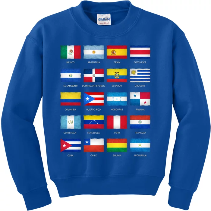 Hispanic Heritage Month Latino All Countries Flags Cool Gift Kids Sweatshirt