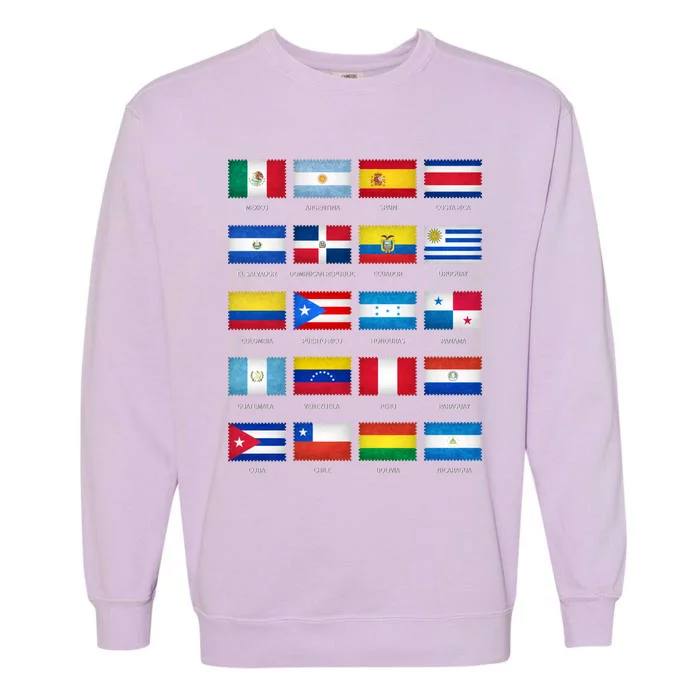 Hispanic Heritage Month Latino All Countries Flags Cool Gift Garment-Dyed Sweatshirt