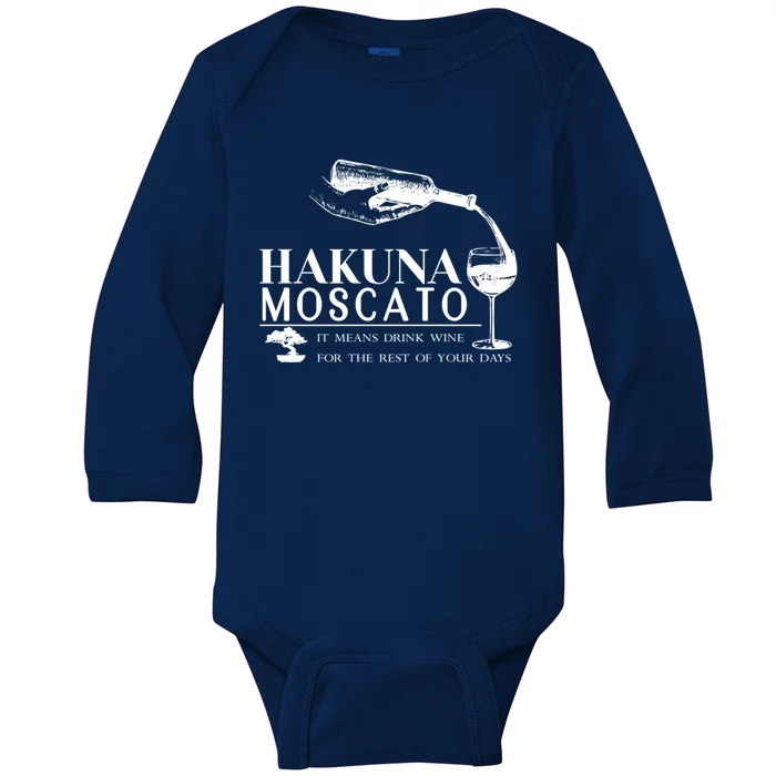 Humor Hakuna Moscato It Means Wine Great Gift Baby Long Sleeve Bodysuit