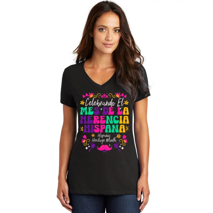 Hispanic Heritage Month Mes De La Herencia Hispana Women's V-Neck T-Shirt