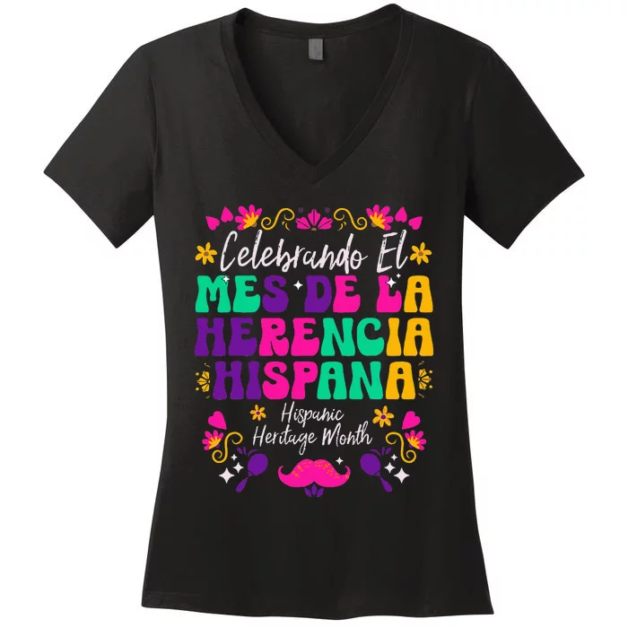 Hispanic Heritage Month Mes De La Herencia Hispana Women's V-Neck T-Shirt