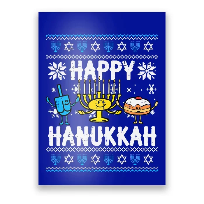 Happy Hanukkah Menorah Dreidel Ugly Chanukah Poster