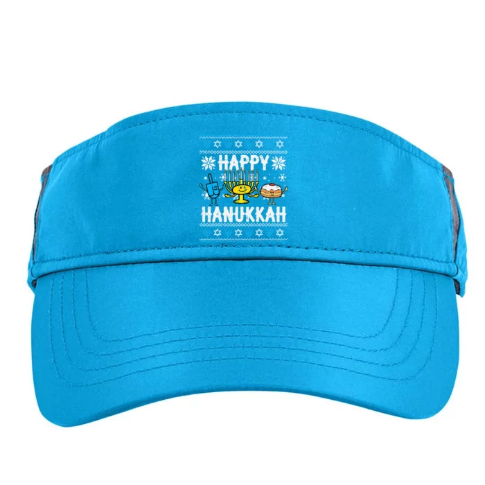 Happy Hanukkah Menorah Dreidel Ugly Chanukah Adult Drive Performance Visor